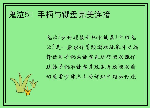 鬼泣5：手柄与键盘完美连接
